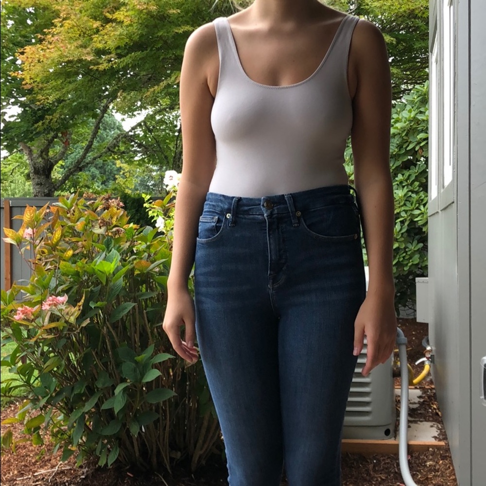 pale pink body suit